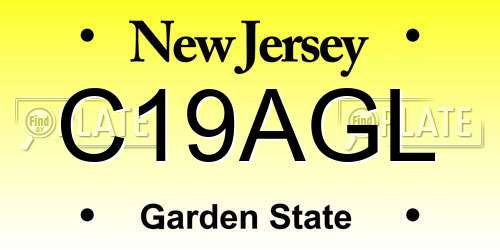 C19AGL New Jersey License Plate