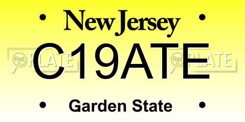 C19ATE New Jersey License Plate