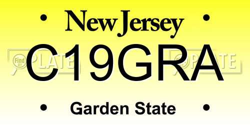 C19GRA New Jersey License Plate