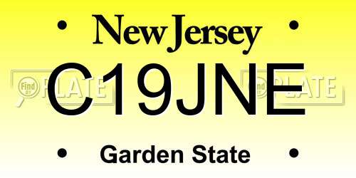 C19JNE New Jersey License Plate