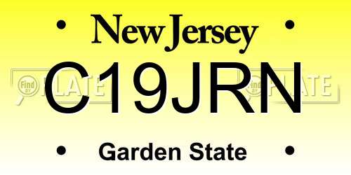 C19JRN New Jersey License Plate