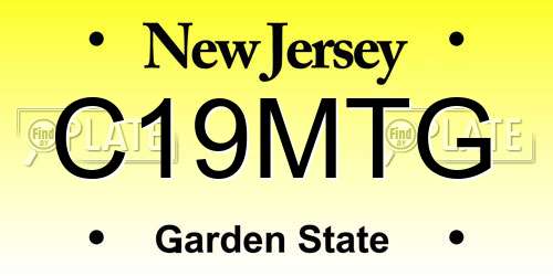 C19MTG New Jersey License Plate