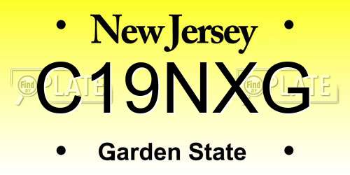 C19NXG New Jersey License Plate