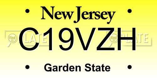 C19VZH New Jersey License Plate