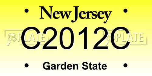 C2012C New Jersey License Plate