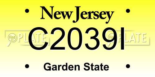 C2039I New Jersey License Plate