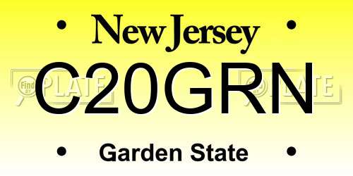 C20GRN New Jersey License Plate