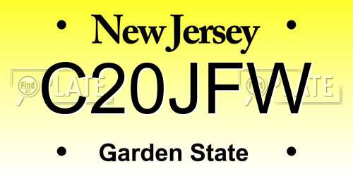 C20JFW New Jersey License Plate