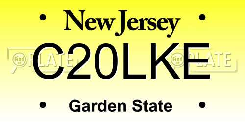 C20LKE New Jersey License Plate