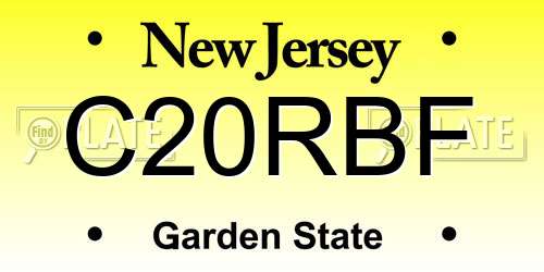 C20RBF New Jersey License Plate