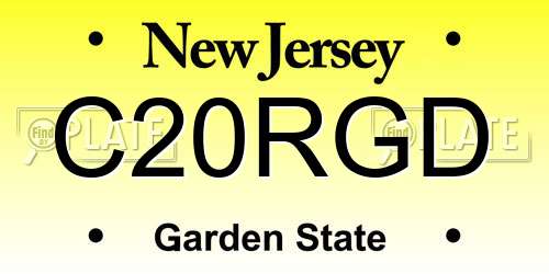 C20RGD New Jersey License Plate