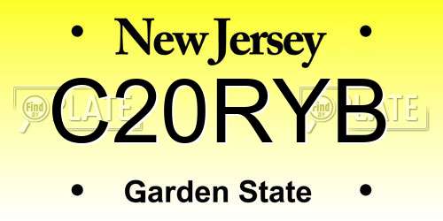 C20RYB New Jersey License Plate