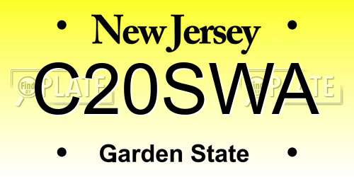 C20SWA New Jersey License Plate