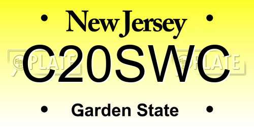 C20SWC New Jersey License Plate