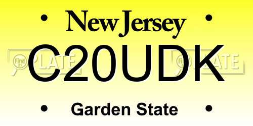 C20UDK New Jersey License Plate