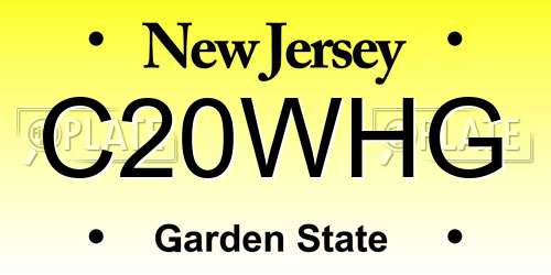 C20WHG New Jersey License Plate
