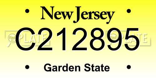 C212895 New Jersey License Plate