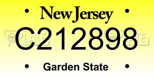 C212898 New Jersey License Plate