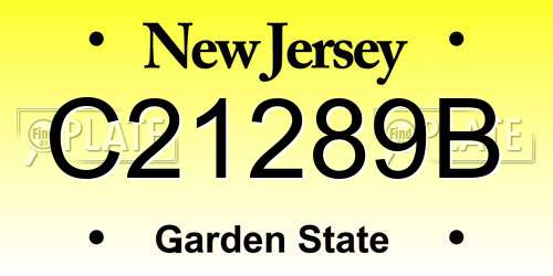 C21289B New Jersey License Plate