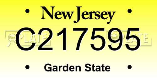 C217595 New Jersey License Plate