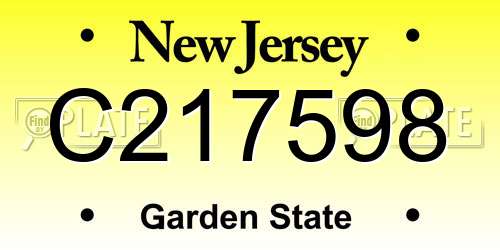 C217598 New Jersey License Plate