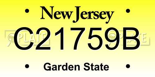 C21759B New Jersey License Plate