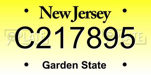 C217895 New Jersey License Plate