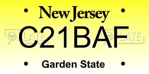 C21BAF New Jersey License Plate