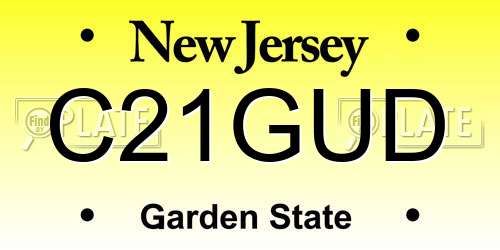 C21GUD New Jersey License Plate