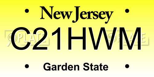 C21HWM New Jersey License Plate