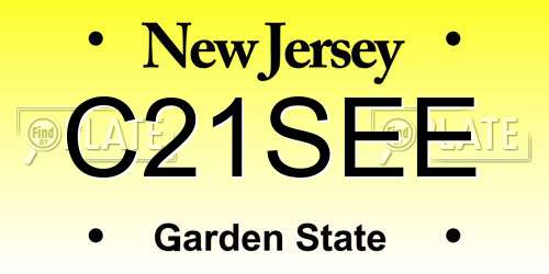 C21SEE New Jersey License Plate