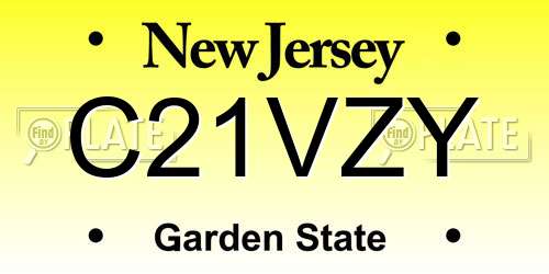 C21VZY New Jersey License Plate