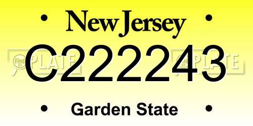 C222243 New Jersey License Plate