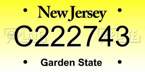 C222743 New Jersey License Plate