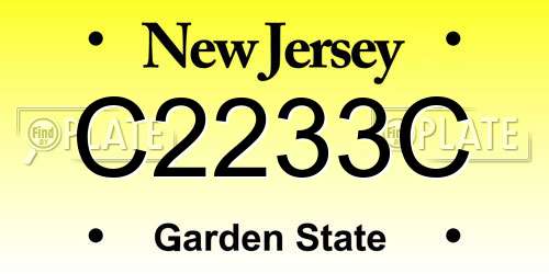 C2233C New Jersey License Plate