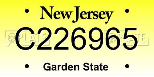 C226965 New Jersey License Plate
