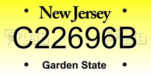 C22696B New Jersey License Plate