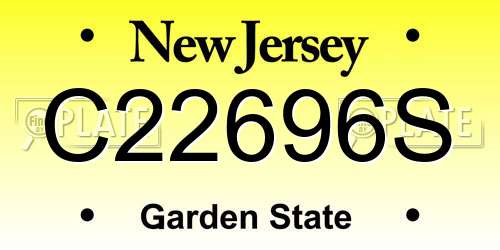 C22696S New Jersey License Plate