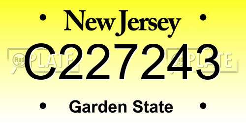 C227243 New Jersey License Plate