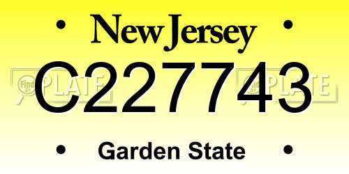 C227743 New Jersey License Plate