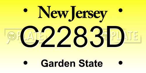 C2283D New Jersey License Plate