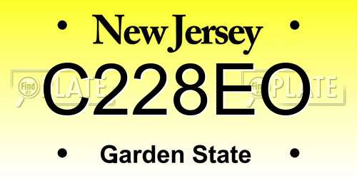 C228EO New Jersey License Plate