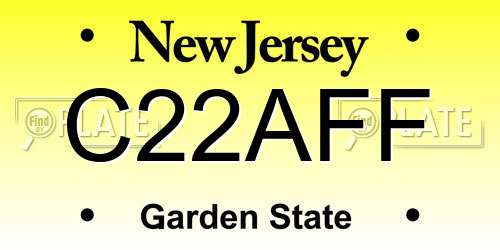 C22AFF New Jersey License Plate