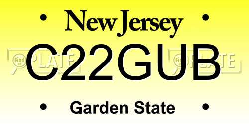 C22GUB New Jersey License Plate
