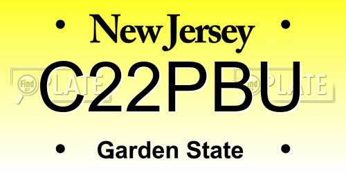 C22PBU New Jersey License Plate
