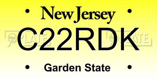 C22RDK New Jersey License Plate