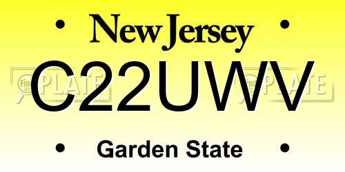 C22UWV New Jersey License Plate