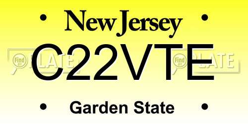 C22VTE New Jersey License Plate