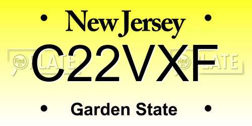 C22VXF New Jersey License Plate