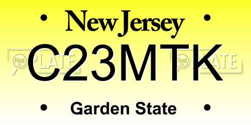 C23MTK New Jersey License Plate
